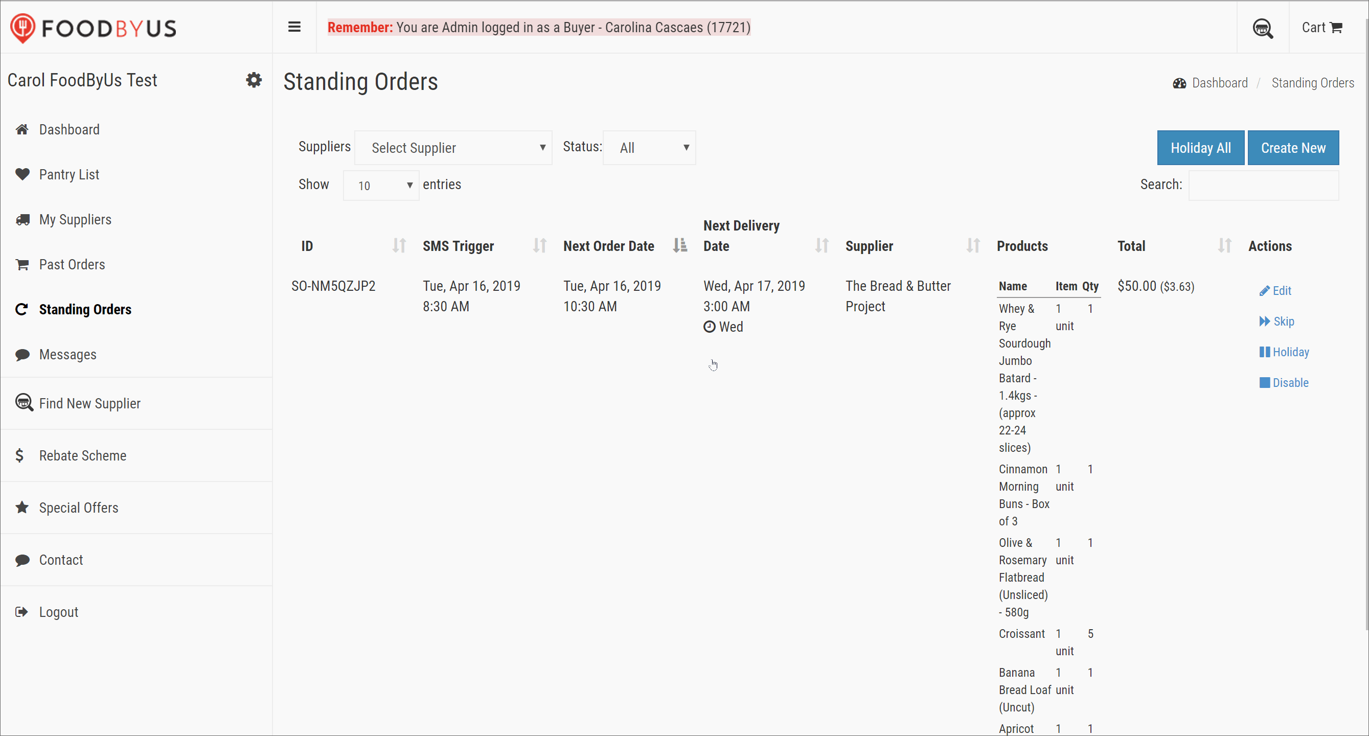 Standing Orders Help for Buyers